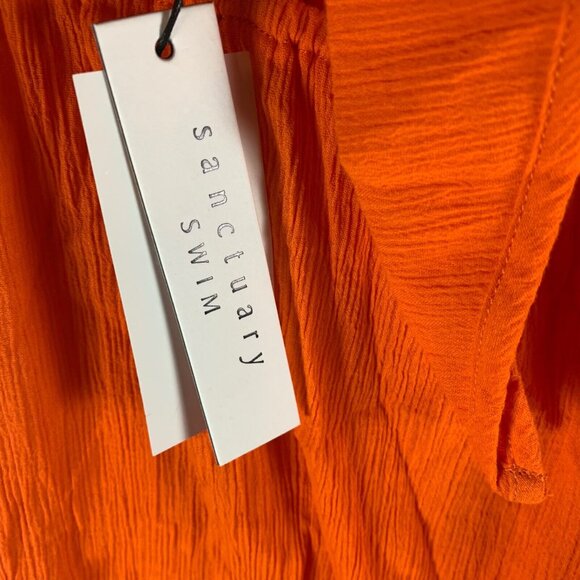 Sanctuary Women's Bow Front Keyhole Cotton Cover-Up Dress Tangerine Size XS NWT - Picture 3 of 11